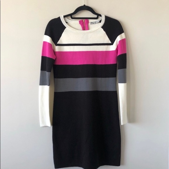Eliza J Colour Block Bodycon Knit Sweater Dress